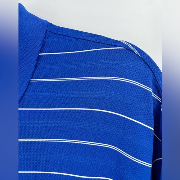Nike Golf Polo Shirt Striped Dri-Fit Short Sleeve Button Blue White Men Medium - Picture 10 of 13
